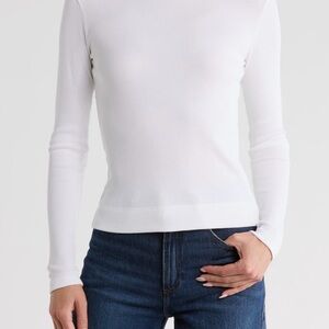 NWT THEORY Tiny Tee Compact Rib Long Sleeve T-Shirt Size Small